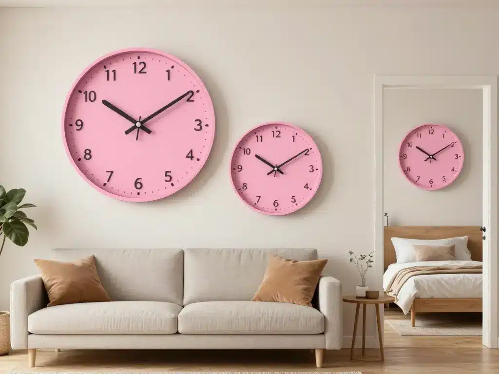 horloge rose différentes tailles selon pièce