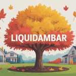 liquidambar inconvénient, illustration arbre automne et problèmes jardin