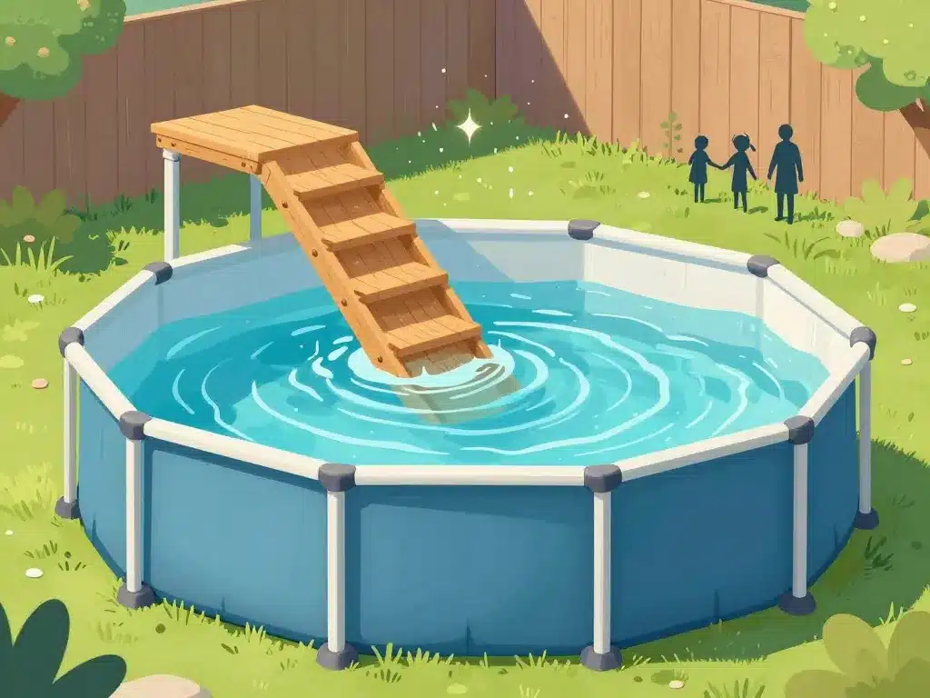 escalier piscine hors sol fait maison confort sécurité illustration