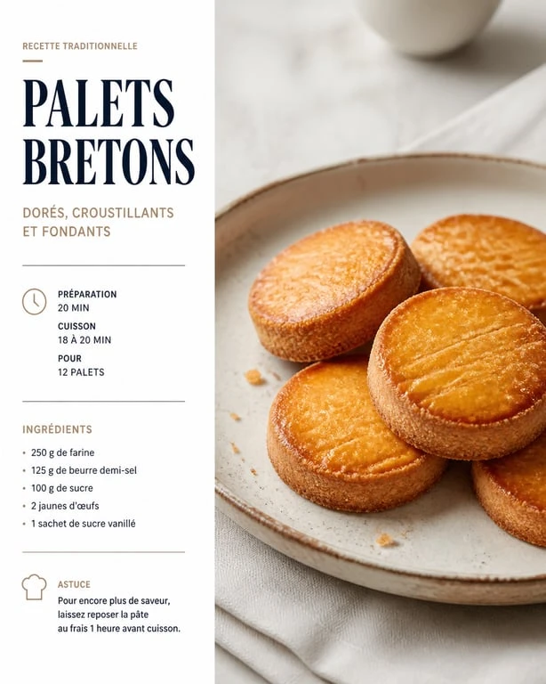 Palets bretons artisanaux, une spécialité française idéale à offrir en cadeau.