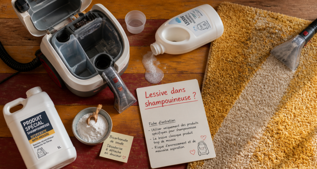 peut on mettre lessive dans shampouineuse sur table avec shampouineuse et tapis
