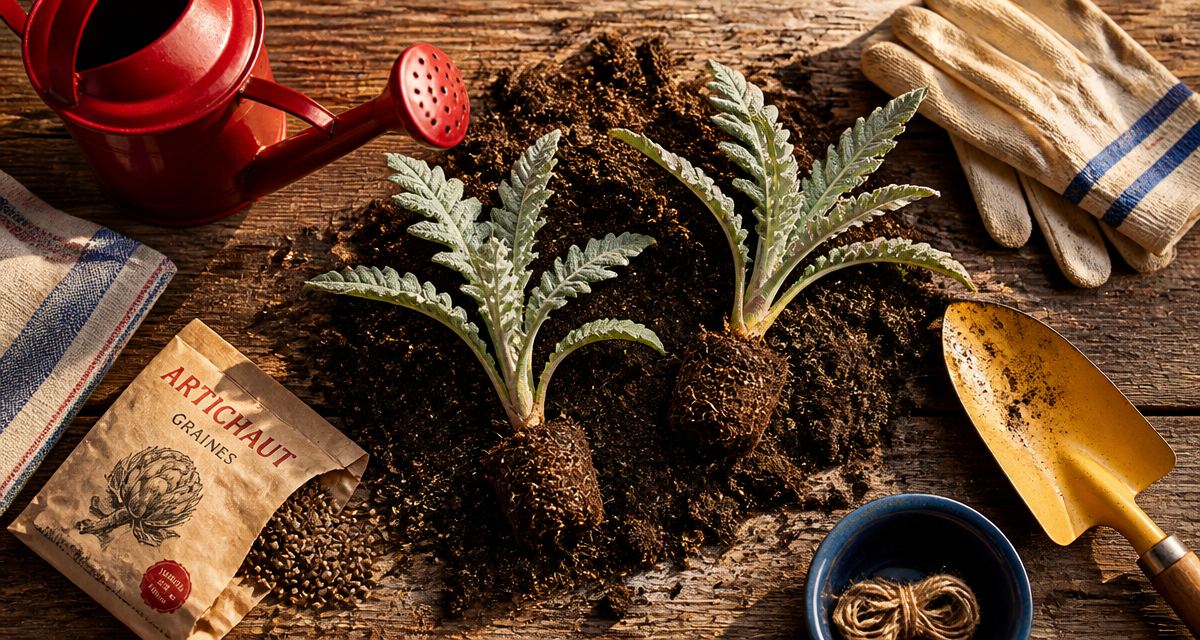 quand planter artichaut jeunes plants et outils jardin