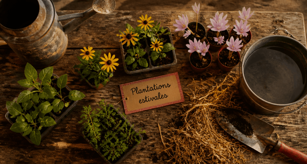 que planter en juillet août fleurs godets rudbeckia colchique