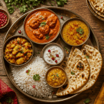 repas indien thali varié sur table conviviale