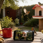 birdfy mangeoire connectée avec oiseaux et smartphone