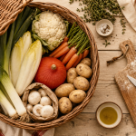 Légumes de saison janvier : panier de légumes d’hiver (poireaux, endives, chou-fleur)