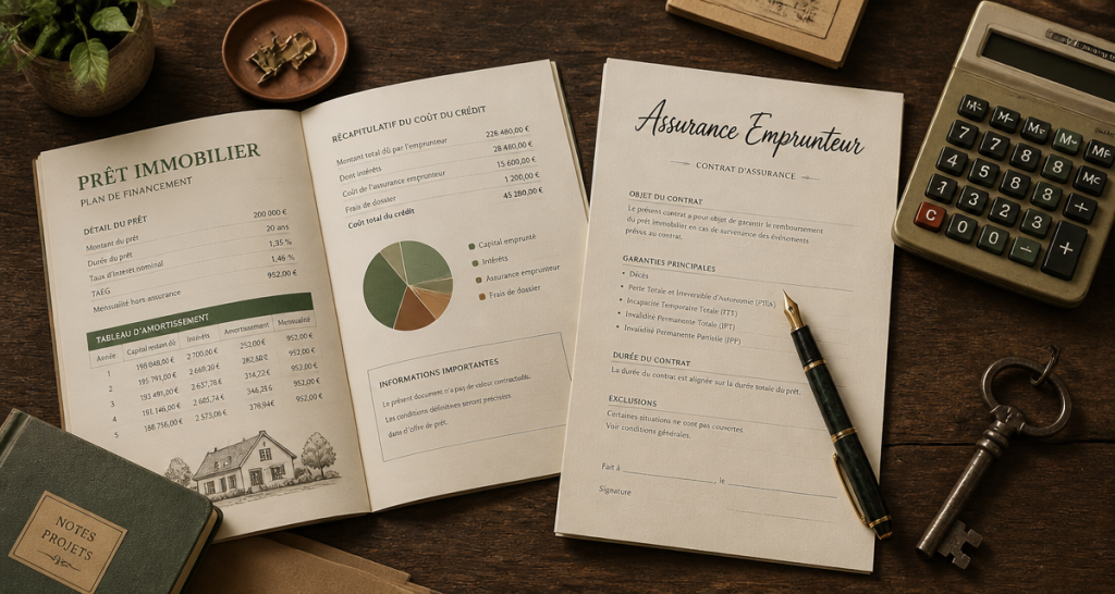 assurance obligatoire pour un pret sur bureau avec documents