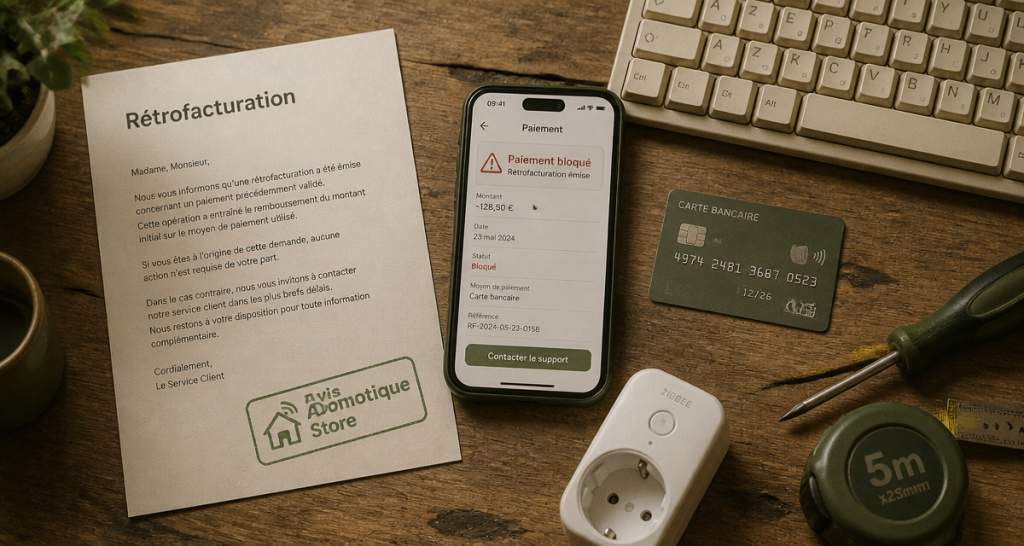 avis domotique store paiement bloqué rétrofacturation