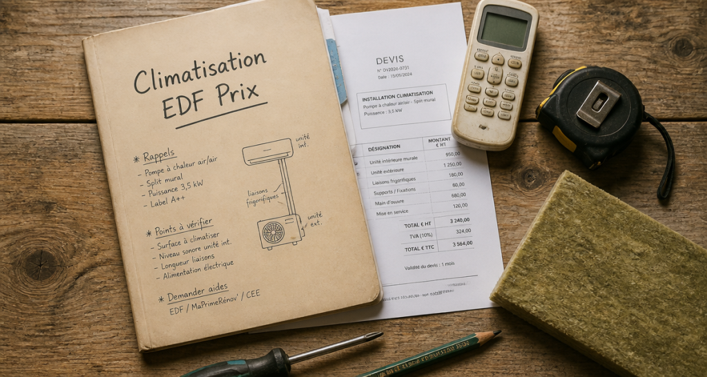 climatisation edf prix devis outils