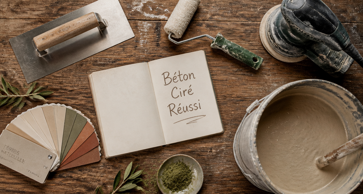 comment faire un beton cire outils sur plan de travail