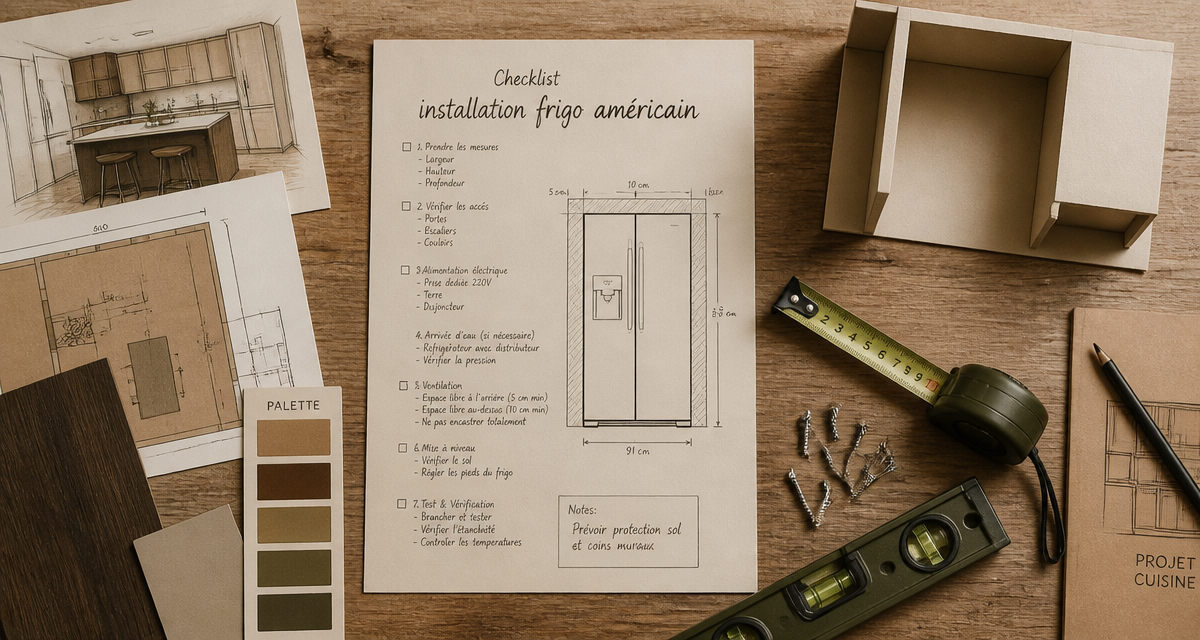 comment intégrer un frigo américain dans une cuisine, checklist installation
