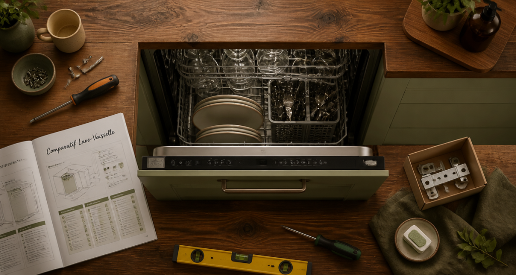 comparatif lave vaisselle encastrable 60 millions de consommateur flat lay