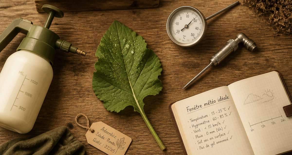 quand mettre du désherbant glyphosate feuille verte gouttes météo