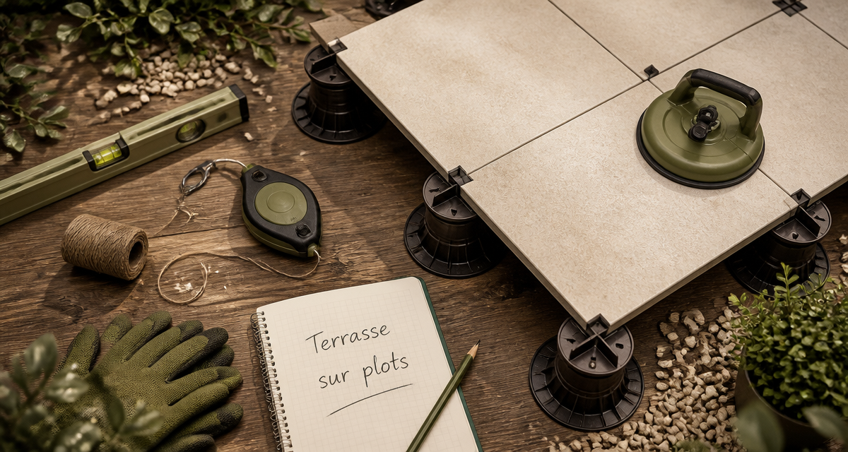 carreler sur plot dalle terrasse outils