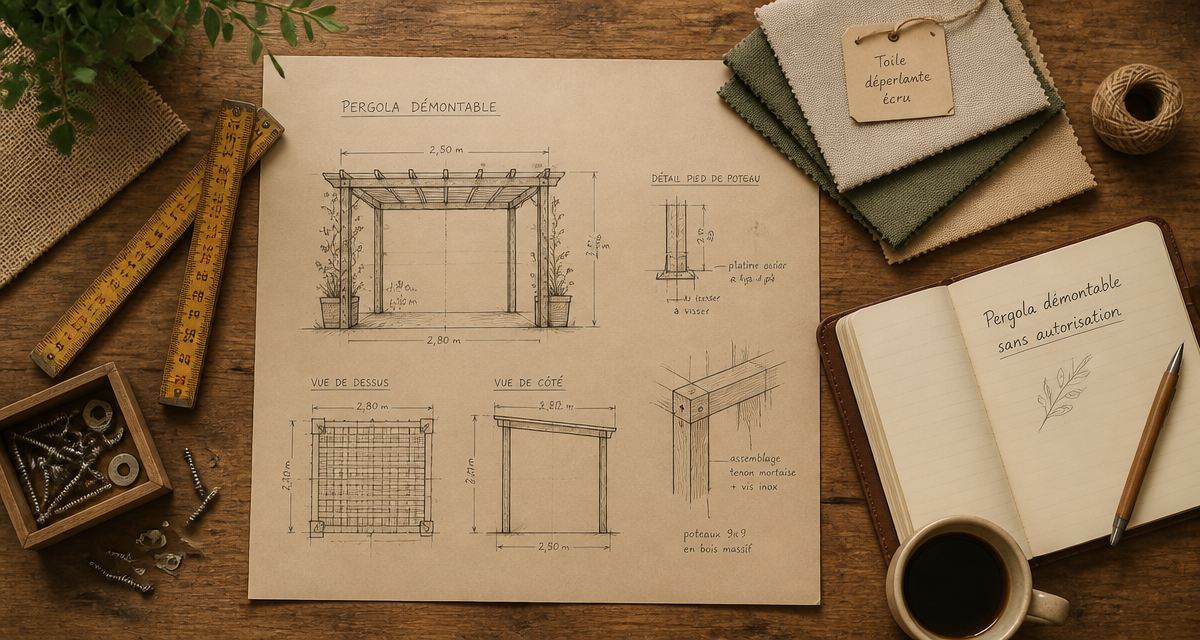 plans pergola démontable sans autorisation sur bureau