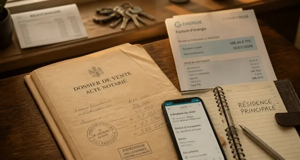 Vente résidence principale impots : dossier notarial et délais