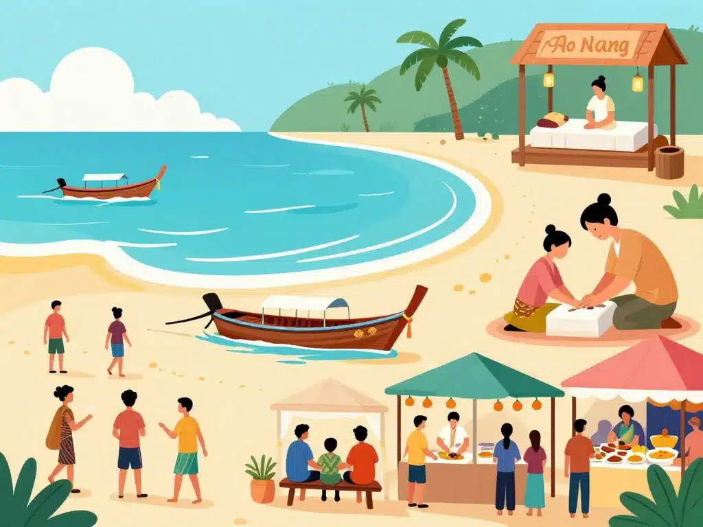 scène avec activités et excursions à aonang town