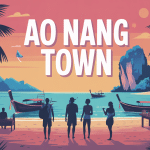 illustration du front de mer et ambiance touristique aonang town
