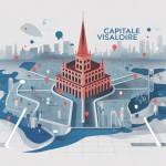 Illustration concept capitale en Visaloire sur carte stylisée