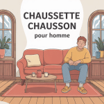 Chaussette chausson pour homme dans un intérieur cosy