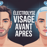 électrolyse visage avant / après visage stylisé comparatif