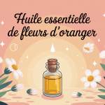 huile essentielle de fleurs d'oranger flacon et fleurs bigaradier