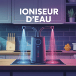 ioniseur d'eau connecté au robinet cuisine moderne