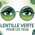 illustration visage stylisé yeux verts lentille verte pour les yeux