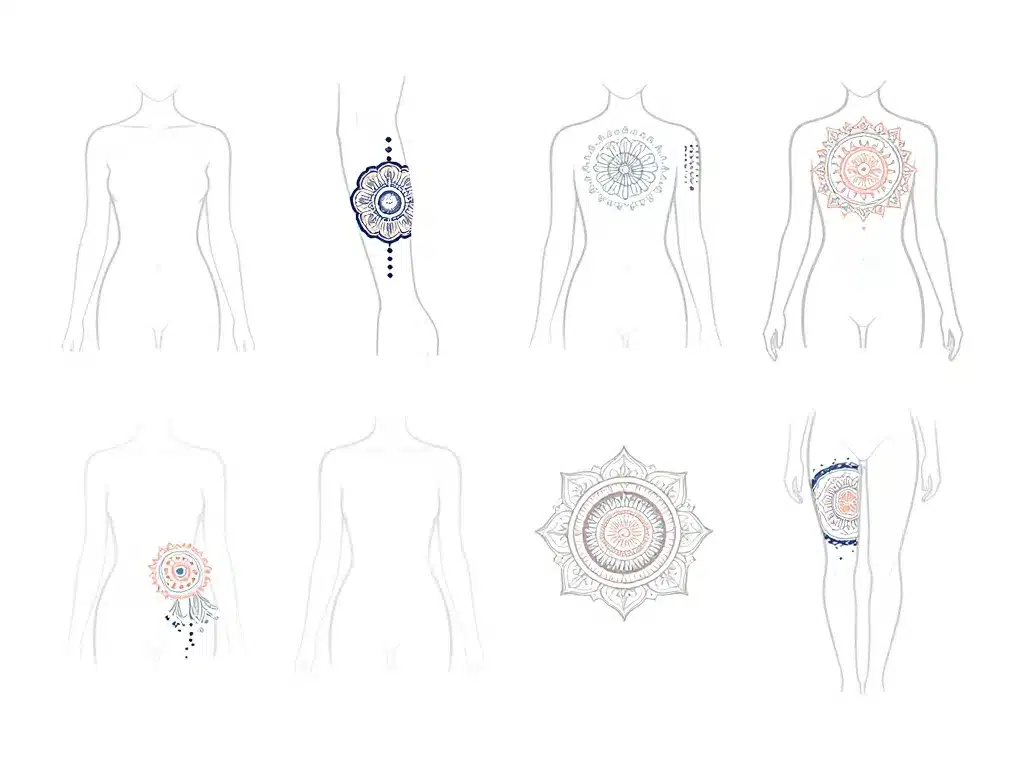 mandala tatouage diagramme des emplacements sur le corps