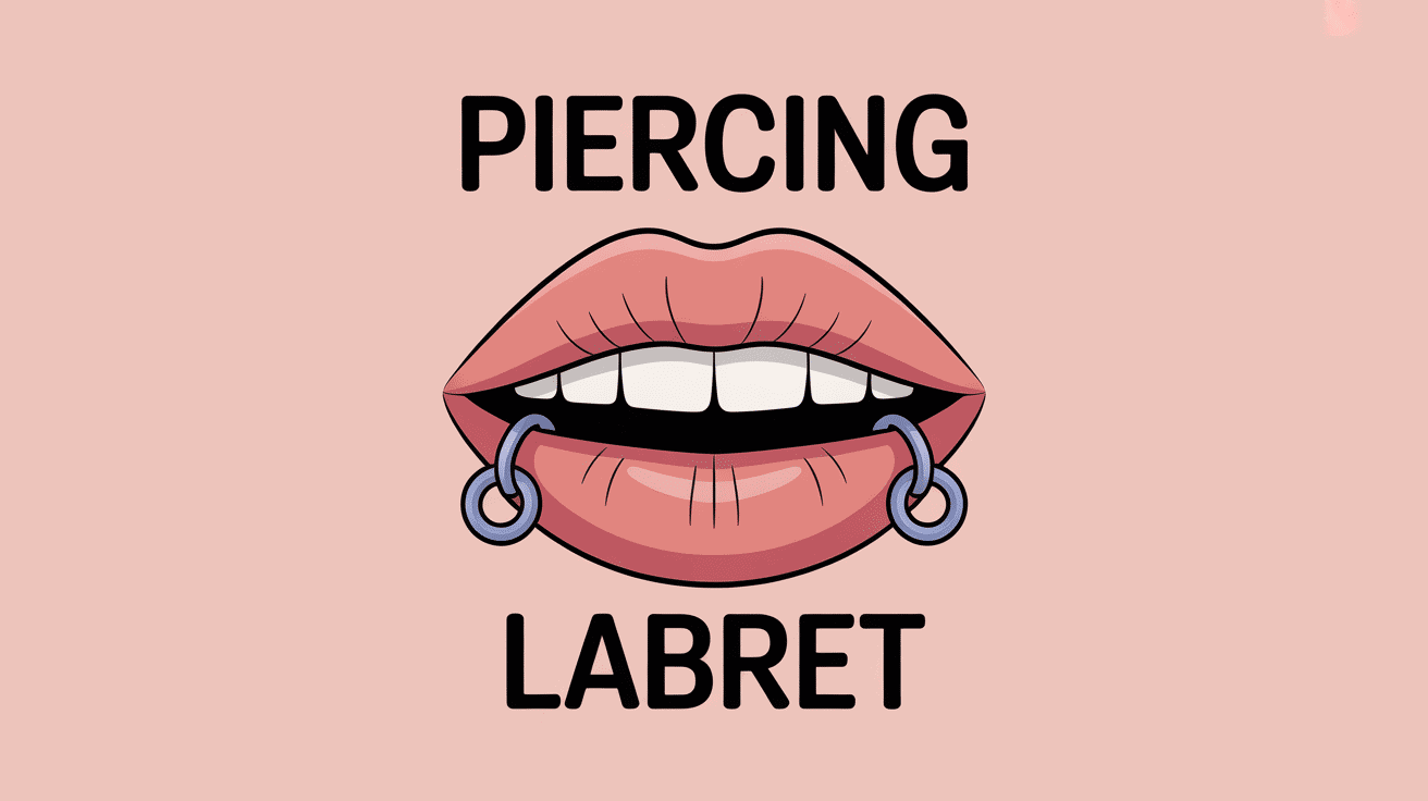 illustration bouche avec piercing anneau labret moderne