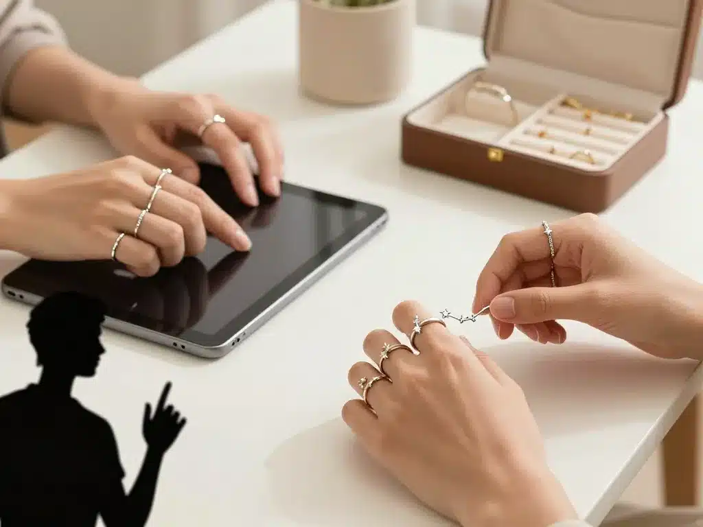 ring with stars mains essayent différentes bagues étoiles