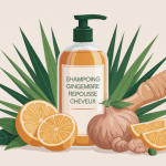 shampoing gingembre repousse cheveux avis illustration vectorielle flacon gingembre cheveux sains