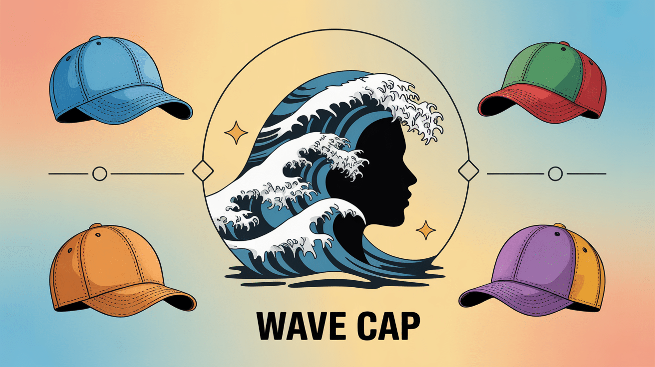 illustration moderne wave cap avec tête coiffée de waves