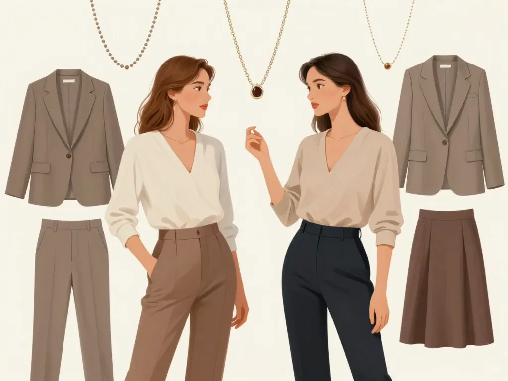 Style vêtement en V avec accessoires et tenues