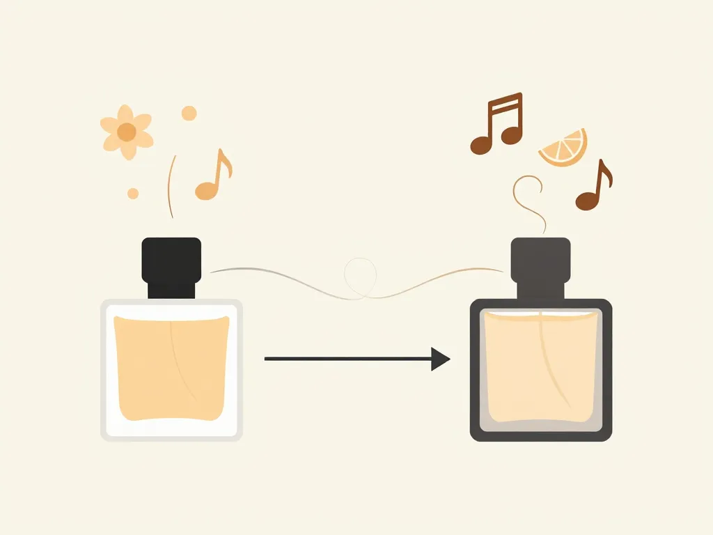 Schéma principe divain parfum équivalence