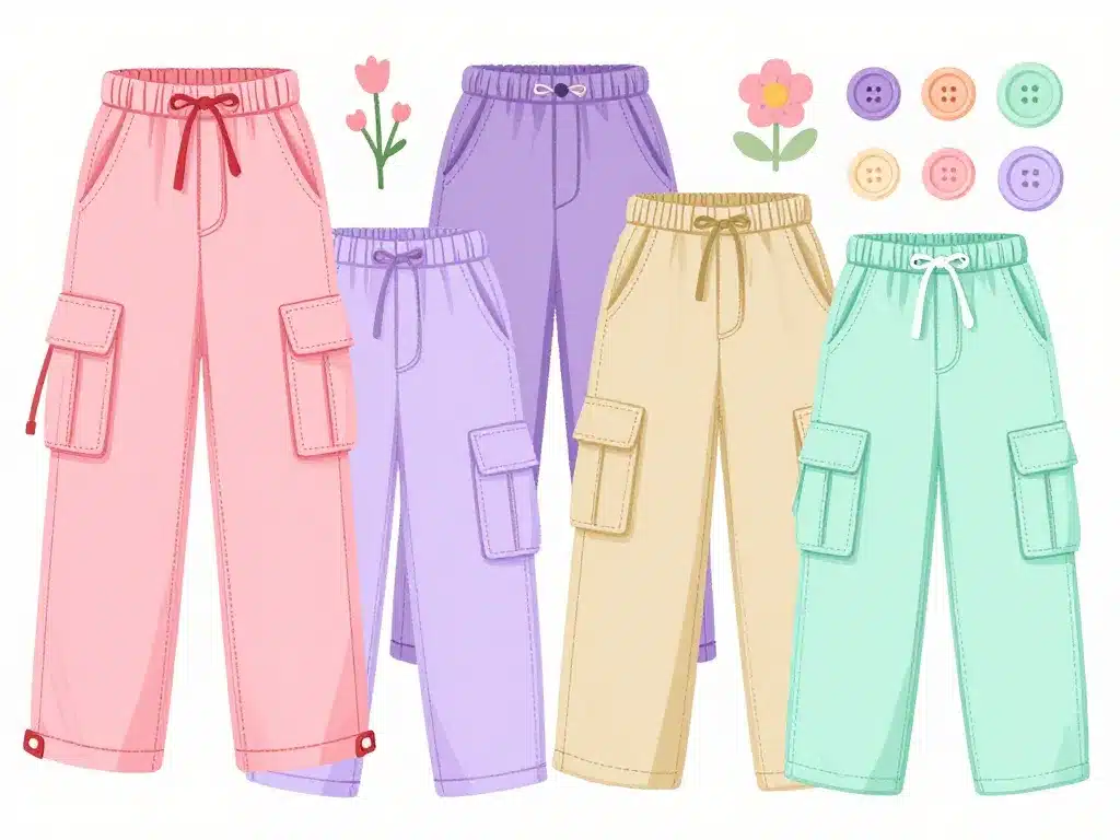 pantalon cargo fillette pastel et tendances modes
