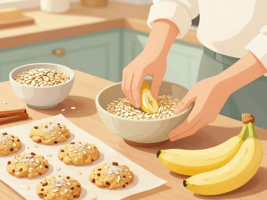 Préparation recette biscuit sans sucre banane avoine cuisine