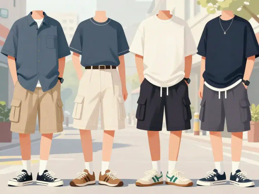 Exemples looks avec short cargo casual chic urbain streetwear