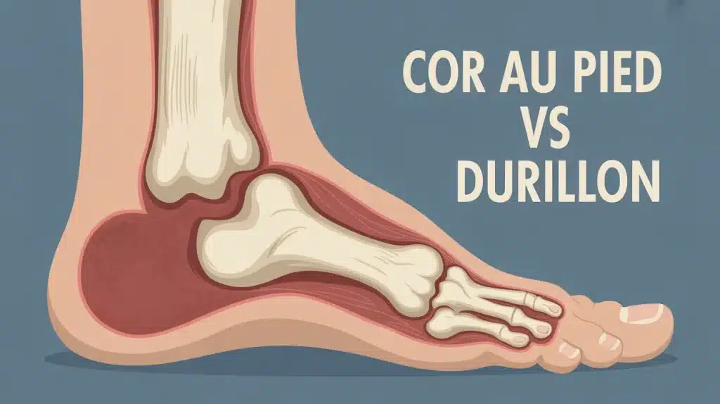 cor au pied ou durillon zones différenciées sur un pied