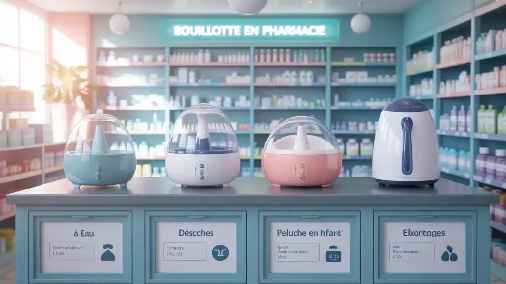 prix bouillotte pharmacie quatre types sur table pharmacie