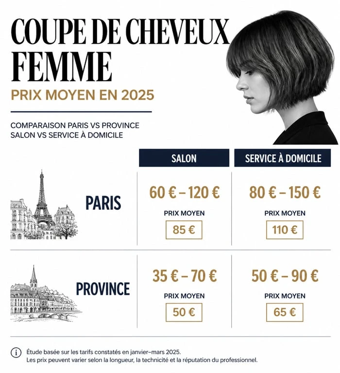 Comparatif des tarifs de coiffure 2025 : prix moyens en salon à Paris, en province et à domicile