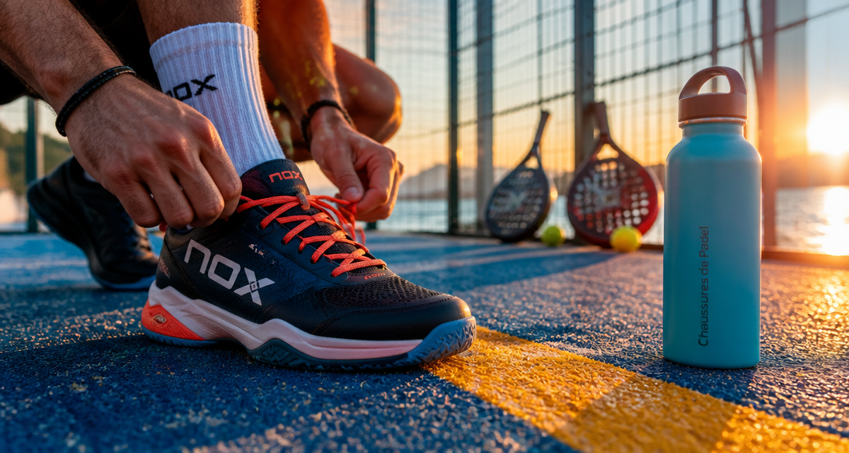meilleur chaussure padel joueur lacant ses chaussures