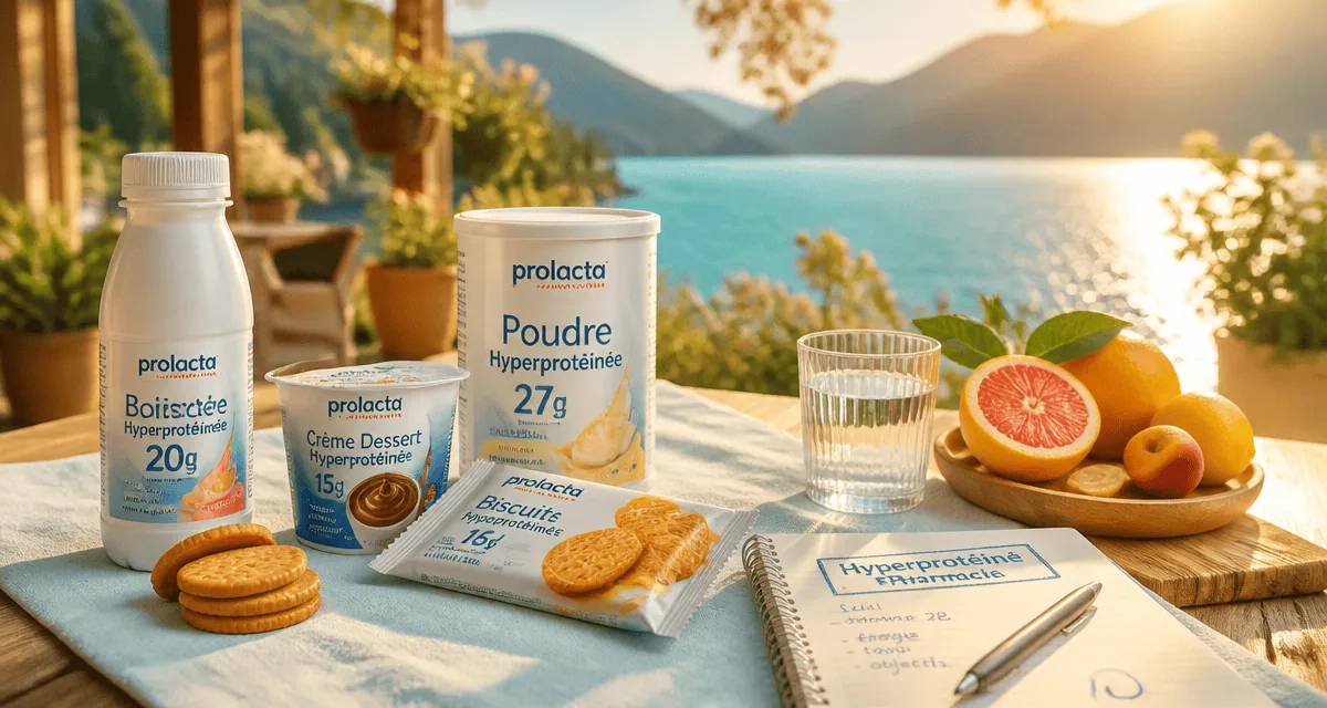 complement alimentaire hyperproteine pharmacie sur table terrasse au bord du lac