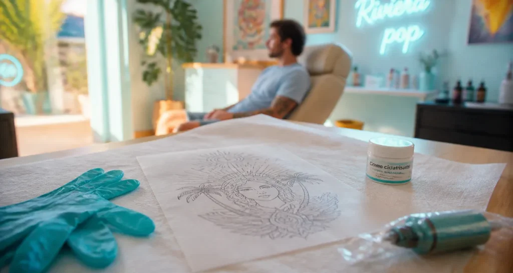Tatouage sur la fesse : stencil et cicatrisation en salon de tatouage