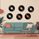 Accrocher vinyl mur intérieur stylisé ambiance rétro