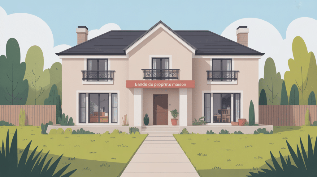 illustration bande de propreté maison façade moderne gravier