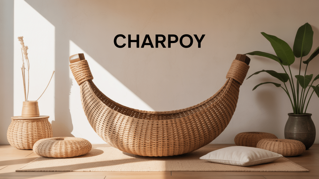charpoy dans déco moderne avec coussins