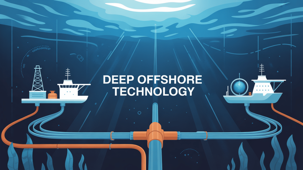 deep offshore technology : illustration d'infrastructures flottantes et de câbles sous-marins