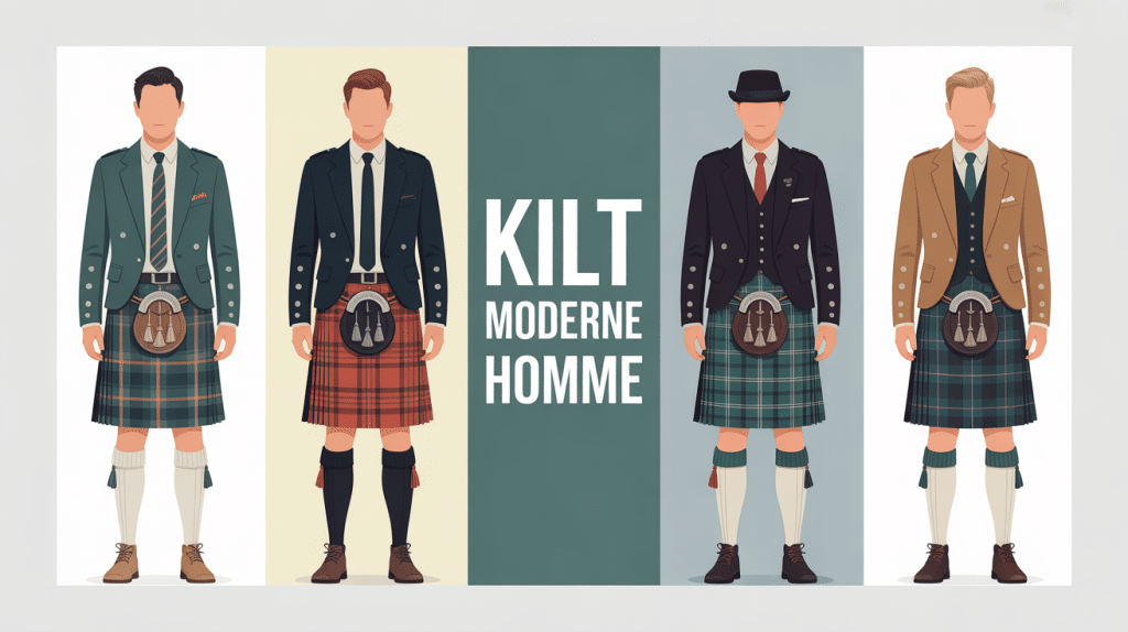 Illustration kilt moderne homme entre tradition et modernité urbaine