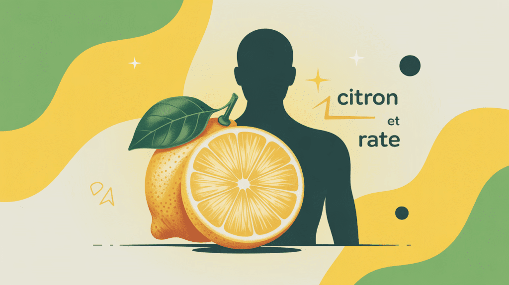 illustration moderne le citron et la rate sur fond jaune et vert